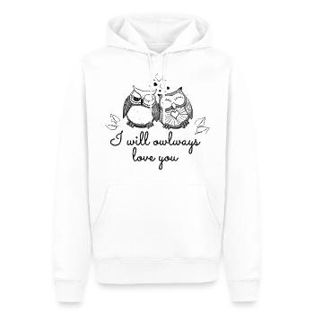 i will owlways love you owls je vais owlways amour - Sweat à capuche Premium bio Homme - blanc - Devant - Nico (187cm)