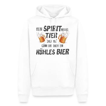 Mein SPIRITuelles TIER sagt mir gönn dir ein BIER☺ - Männer Premium Bio Hoodie - Weiß - Vorne - Nico (187cm)