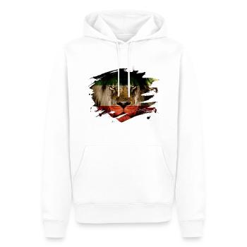 Drapeau Perse et photo de lion d'Afrique - Sweat à capuche Premium bio Homme - blanc - Devant - Nico (187cm)
