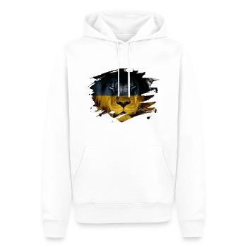 Drapeau de l'Ukraine et photo de lion d'Afrique - Sweat à capuche Premium bio Homme - blanc - Devant - Nico (187cm)