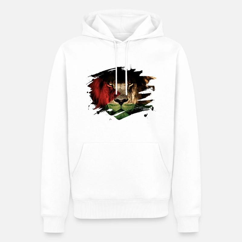 Éclaboussures de peinture drapeau lion lion - Sweat à capuche Premium bio Homme - blanc