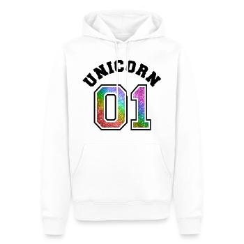Unicorn 01 Rainbow Glitter - Sweat à capuche Premium bio Homme - blanc - Devant - Nico (187cm)