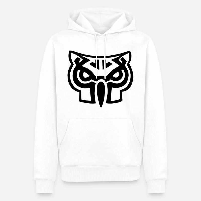 Schwarzer Eulenkopf - Männer Premium Bio Hoodie - Weiß