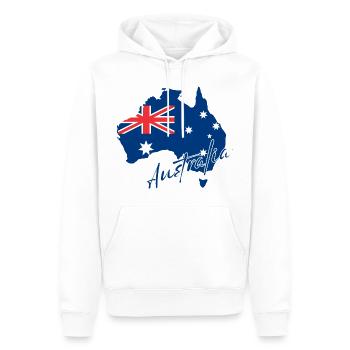 Carte avec le drapeau de l’Australie, j’adore l’Australie - Sweat à capuche Premium bio Homme - blanc - Devant - Nico (187cm)