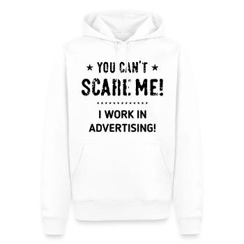 Tu ne peux pas me faire peur ! Je travaille dans la publicité ! (Noir) - Sweat à capuche Premium bio Homme - blanc - Devant - Nico (187cm)