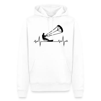 Kitesurfen Kiteboarding Kitesurf Heartbeat Puls - Männer Premium Bio Hoodie - Weiß - Vorne - Nico (187cm)
