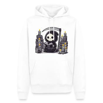 Grim Reaper Bookworm with Scythe - Men’s Premium Organic Hoodie - white - Front - Nico (187cm)