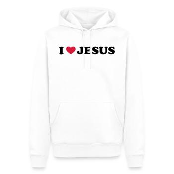 I love Jesus - Männer Premium Bio Hoodie - Weiß - Vorne - Nico (187cm)