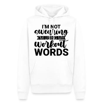 Je ne jure pas que j’utilise mes mots d’entraînement 2 - Sweat à capuche Premium bio Homme - blanc - Devant - Nico (187cm)