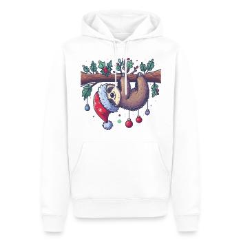 Weihnachten Faultier hängt am Ast - Männer Premium Bio Hoodie - Weiß - Vorne - Nico (187cm)