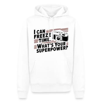 Photographe - s'amuser avec la photographie - Sweat à capuche Premium bio Homme - blanc - Devant - Nico (187cm)