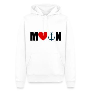 MOIN mit Herz und Anker - Männer Premium Bio Hoodie - Weiß - Vorne - Nico (187cm)