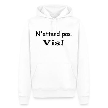 N'attend Pas et Vis - Sweat à capuche Premium bio Homme - blanc - Devant - Nico (187cm)