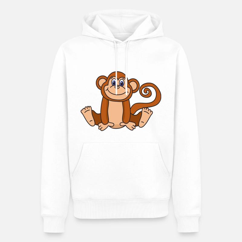 Funny Cute Cool Monkey - Men’s Premium Organic Hoodie - white