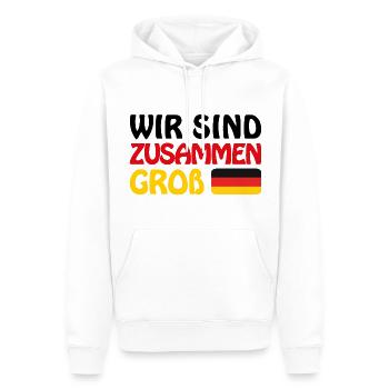 Deutschland 2024 - Wir sind zusammen Groß - Europa - Männer Premium Bio Hoodie - Weiß - Vorne - Nico (187cm)