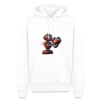 Roboter Liebe Herz Valentinstag - Männer Premium Bio Hoodie - Weiß - Vorne - Nico (187cm)