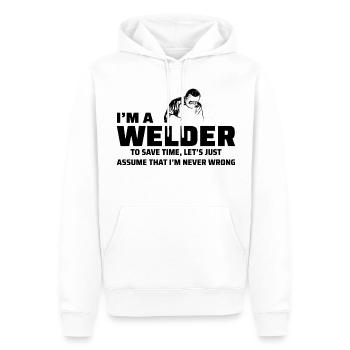 Soudeur Métal Construction Ferronnerie - Sweat à capuche Premium bio Homme - blanc - Devant - Nico (187cm)
