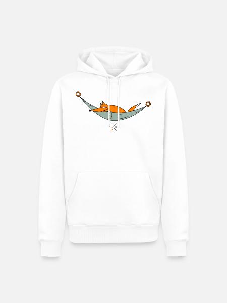 Schlauer Fuchs beim abhängen - Männer Premium Bio Hoodie - Weiß