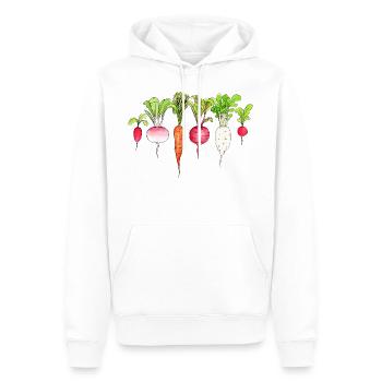Wurzelgemüse Radieschen Möhre rote Bete Rettich - Männer Premium Bio Hoodie - Weiß - Vorne - Nico (187cm)