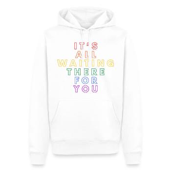 Tout est là qui t’attend – Citation de la chanson de Carla - Sweat à capuche Premium bio Homme - blanc - Devant - Nico (187cm)