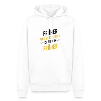 Früher war alles besser - ich bin von früher - Männer Premium Bio Hoodie - Weiß - Vorne - Nico (187cm)