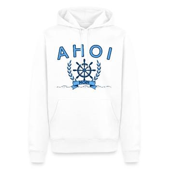 Ahoi Moin - Maritimes Nordsee Design - Männer Premium Bio Hoodie - Weiß - Vorne - Nico (187cm)