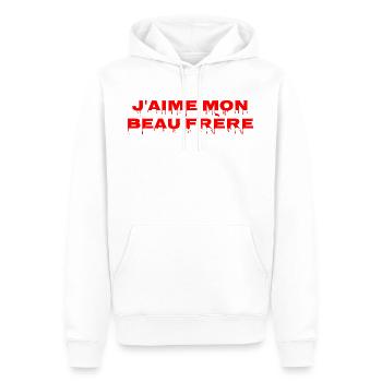 J aime mon beau frère - Sweat à capuche Premium bio Homme - blanc - Devant - Nico (187cm)