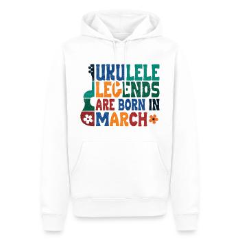 Ukulele Legends are born in March - Männer Premium Bio Hoodie - Weiß - Vorne - Nico (187cm)