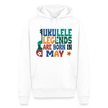 Ukulele Legends are born in May - Männer Premium Bio Hoodie - Weiß - Vorne - Nico (187cm)