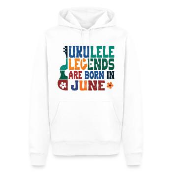 Ukulele Legends are born in June - Männer Premium Bio Hoodie - Weiß - Vorne - Nico (187cm)