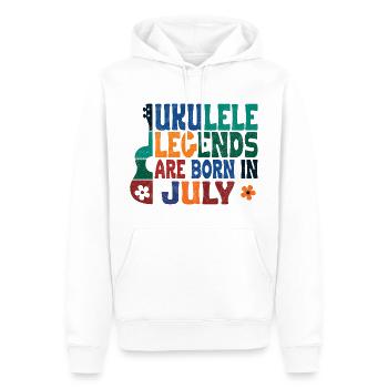 Ukulele Legends are born in July - Männer Premium Bio Hoodie - Weiß - Vorne - Nico (187cm)