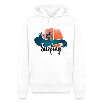 Surfer - Felpa con cappuccio ecologica premium da uomo - bianco - Fronte - Nico (187cm)