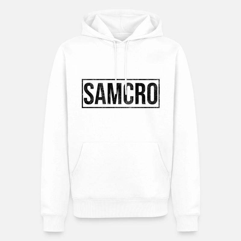SAMCRO - Sweat à capuche Premium bio Homme - blanc