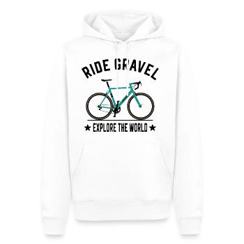 Ride Gravel Bike Explore The World Bikepacking - Men’s Premium Organic Hoodie - white - Front - Nico (187cm)