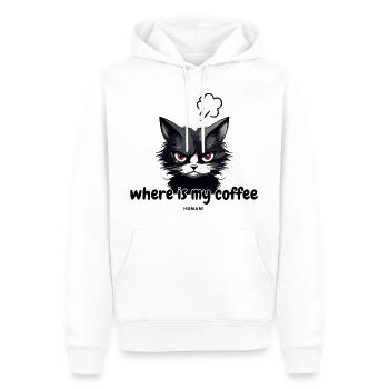 Angry cat wants coffee - Men’s Premium Organic Hoodie - white - Front - Nico (187cm)