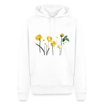 Fleurs jaunes minimalistes - Sweat à capuche Premium bio Homme - blanc - Devant - Nico (187cm)