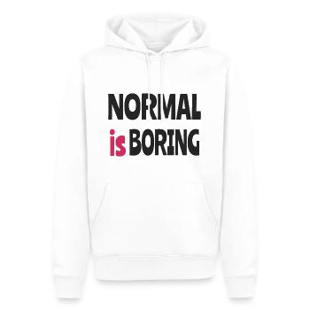 Normal ist langweilig - Männer Premium Bio Hoodie - Weiß - Vorne - Nico (187cm)