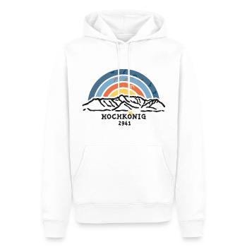 Hochkönig Berg Höhe Klettersteig Hiking Finisher - Men’s Premium Organic Hoodie - white - Front - Nico (187cm)