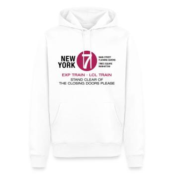 New York City U-Bahn Subway 7 Manhattan Queens NYC - Männer Premium Bio Hoodie - Weiß - Vorne - Nico (187cm)