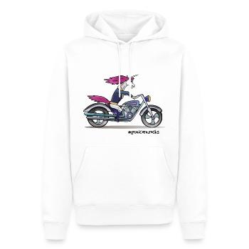 Badass motorcycle unicorn - myunicorn.rocks - Männer Premium Bio Hoodie - Weiß - Vorne - Nico (187cm)