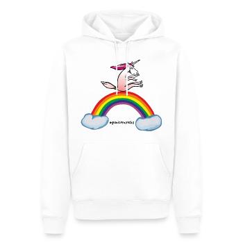 Einhorn auf Regenbogen - Unicorn on rainbow, lgbt - Männer Premium Bio Hoodie - Weiß - Vorne - Nico (187cm)
