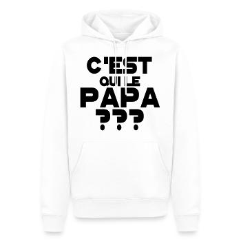 C'est qui le papa - Sweat à capuche Premium bio Homme - blanc - Devant - Nico (187cm)