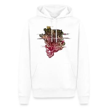 Tête de crâne soufflé Glitch - Sweat à capuche Premium bio Homme - blanc - Devant - Nico (187cm)
