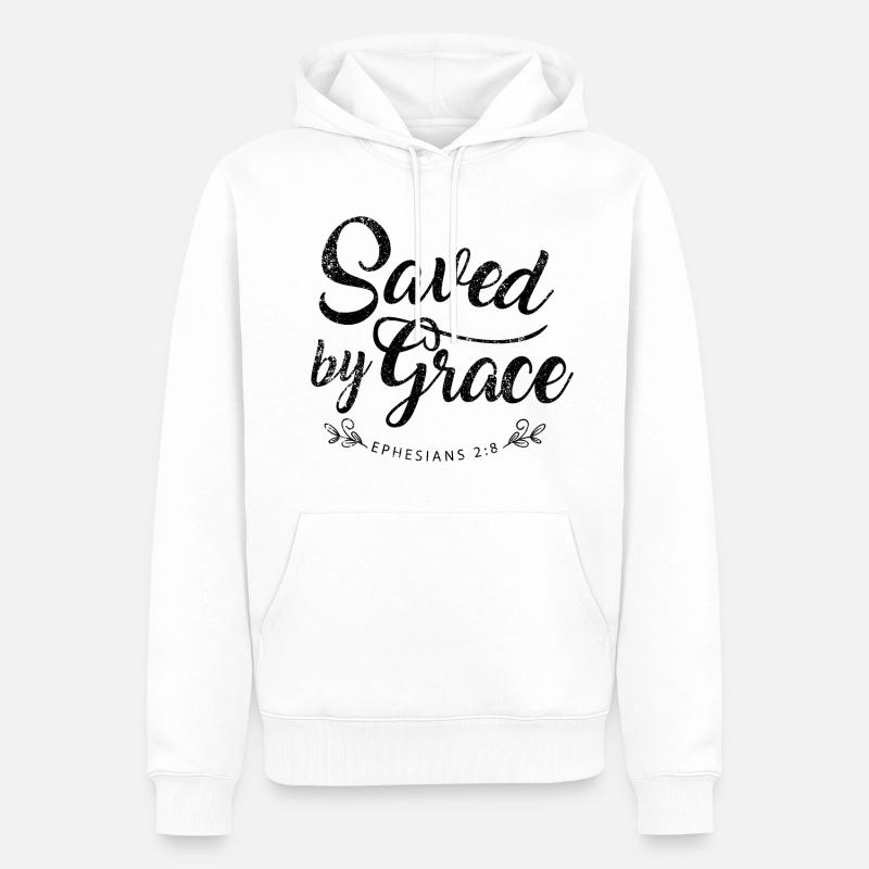 Saved by Grace - Männer Premium Bio Hoodie - Weiß