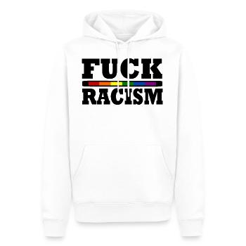 Baiser le racisme - Sweat à capuche Premium bio Homme - blanc - Devant - Nico (187cm)