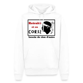 Retraité et en corse, besoin de rien d'autre - Sweat à capuche Premium bio Homme - blanc - Devant - Nico (187cm)