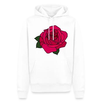 Rosa Rose - Männer Premium Bio Hoodie - Weiß - Vorne - Nico (187cm)