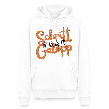 Schritt Trab Galopp - Männer Premium Bio Hoodie - Weiß - Vorne - Nico (187cm)