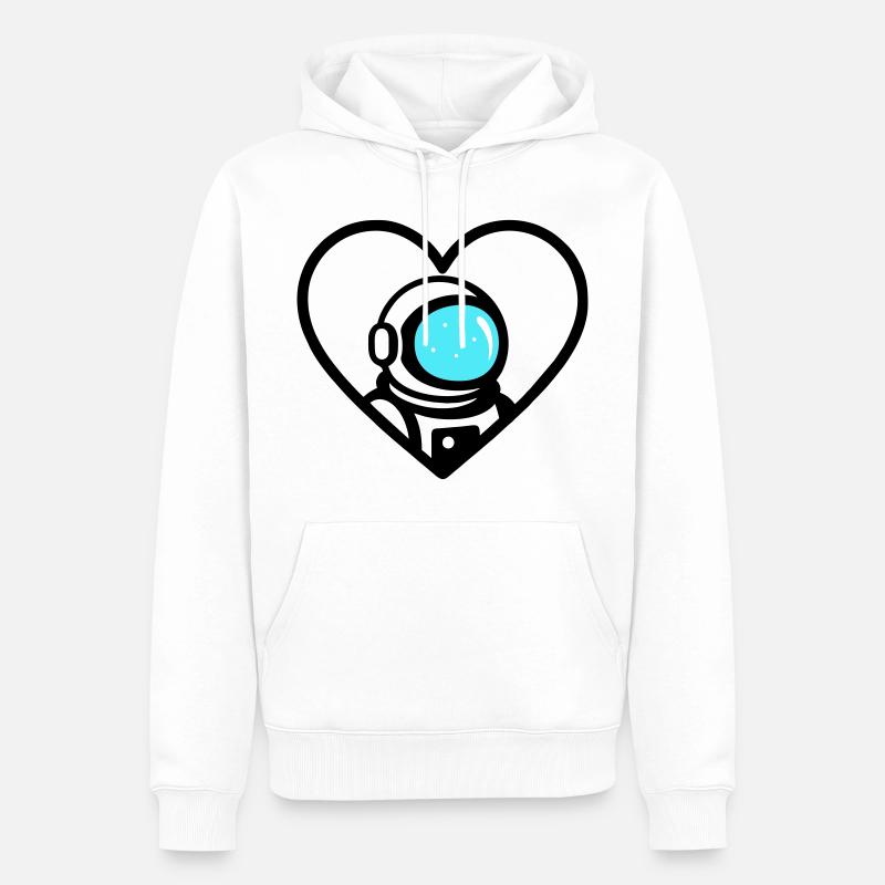 Astronaut Heart Space Cosmo Helm - Männer Premium Bio Hoodie - Weiß
