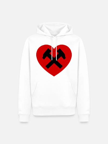 Herz mit Hammer und Sichel - Männer Premium Bio Hoodie - Weiß